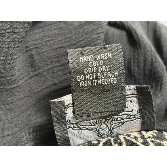 Angie Boho Peasant Dress Womens Size S Black Paisley Hippie Rayon Flowy Festival - Picture 4 of 6